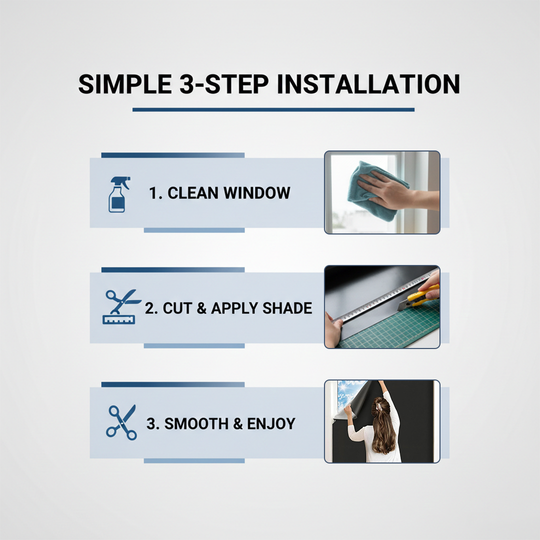 Adhesive Blackout Window Shade for Light Blocking and Privacy Control