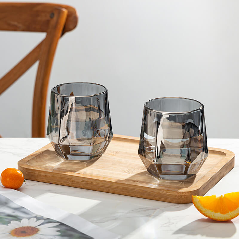 Amber Hexagonal Glass Cups