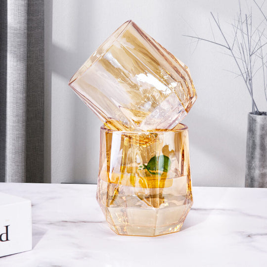 Amber Hexagonal Glass Cups
