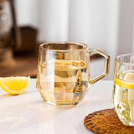 Amber Hexagonal Glass Cups