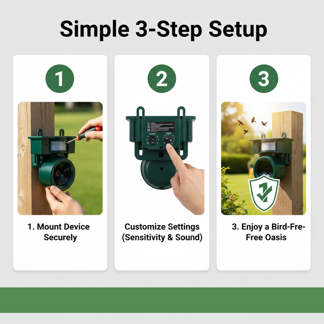 Bird Repellent Device - Motion Sensor - Outdoor Use