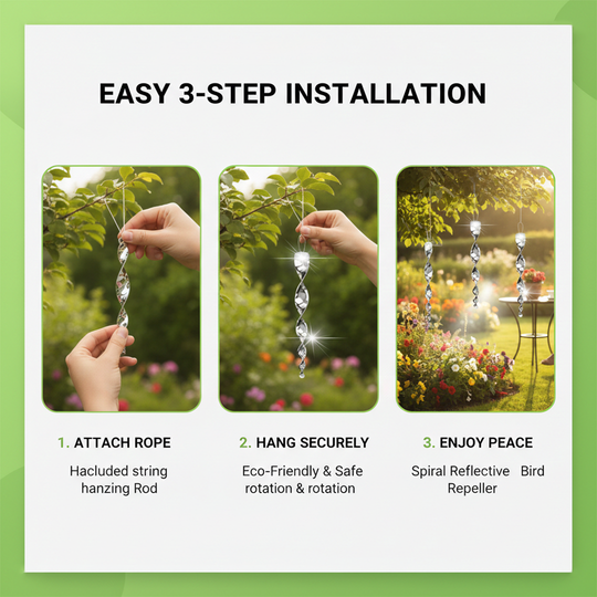 Bird Repeller Rod - Reflective Spiral - Outdoor Use