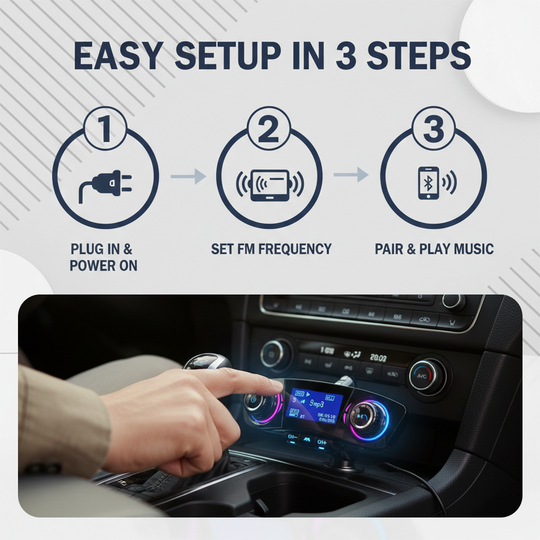 Bluetooth 5.0 Car FM Transmitter - Dual USB Charger - Hands - Free Calling