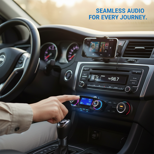 Bluetooth 5.0 Car FM Transmitter - Dual USB Charger - Hands - Free Calling