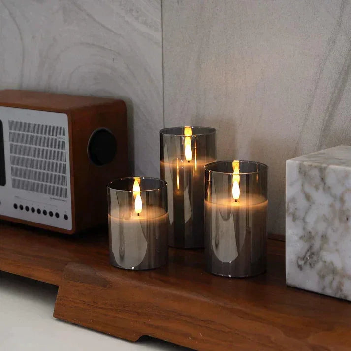 Candle Light Set - Glass Casing - LED Flame Effect