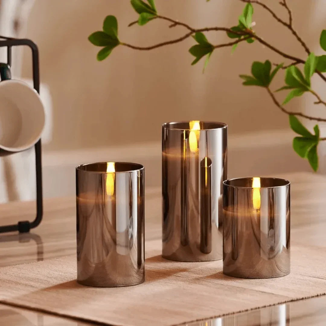 Candle Light Set - Glass Casing - LED Flame Effect
