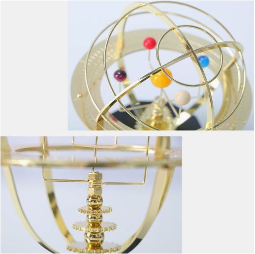 Handcrafted Mechanical Brass Solar System Replica Model (5 Planets) - Grand Orrery