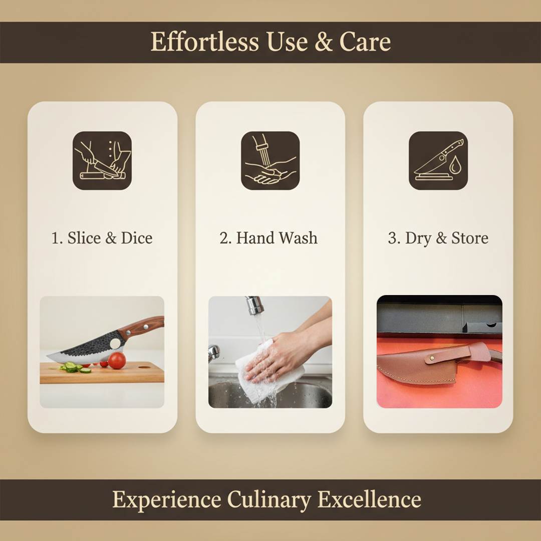Carbon Steel Utility Kitchen Knife with Wooden Handle
