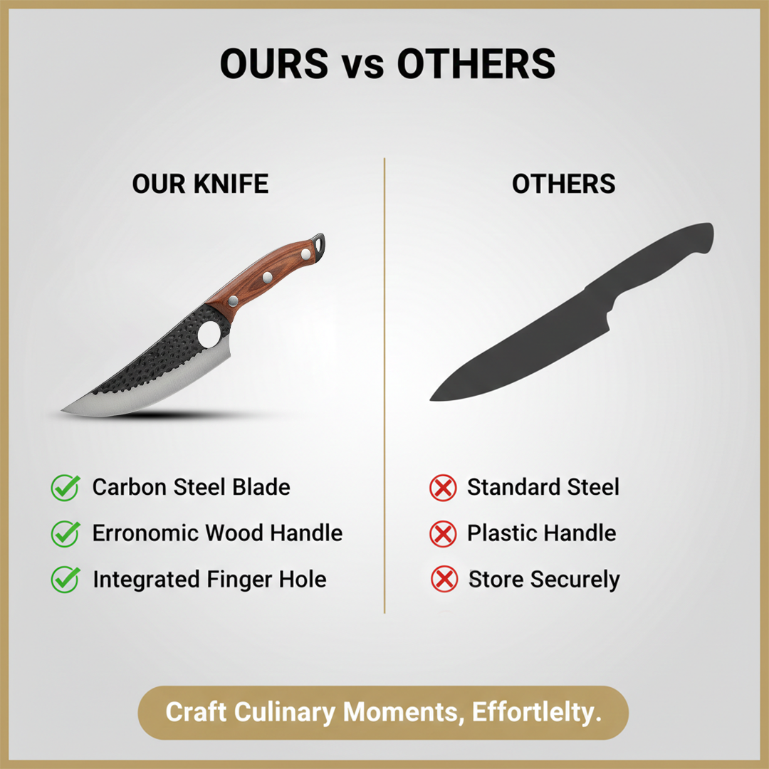 Carbon Steel Utility Kitchen Knife with Wooden Handle