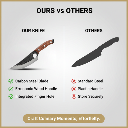 Carbon Steel Utility Kitchen Knife with Wooden Handle
