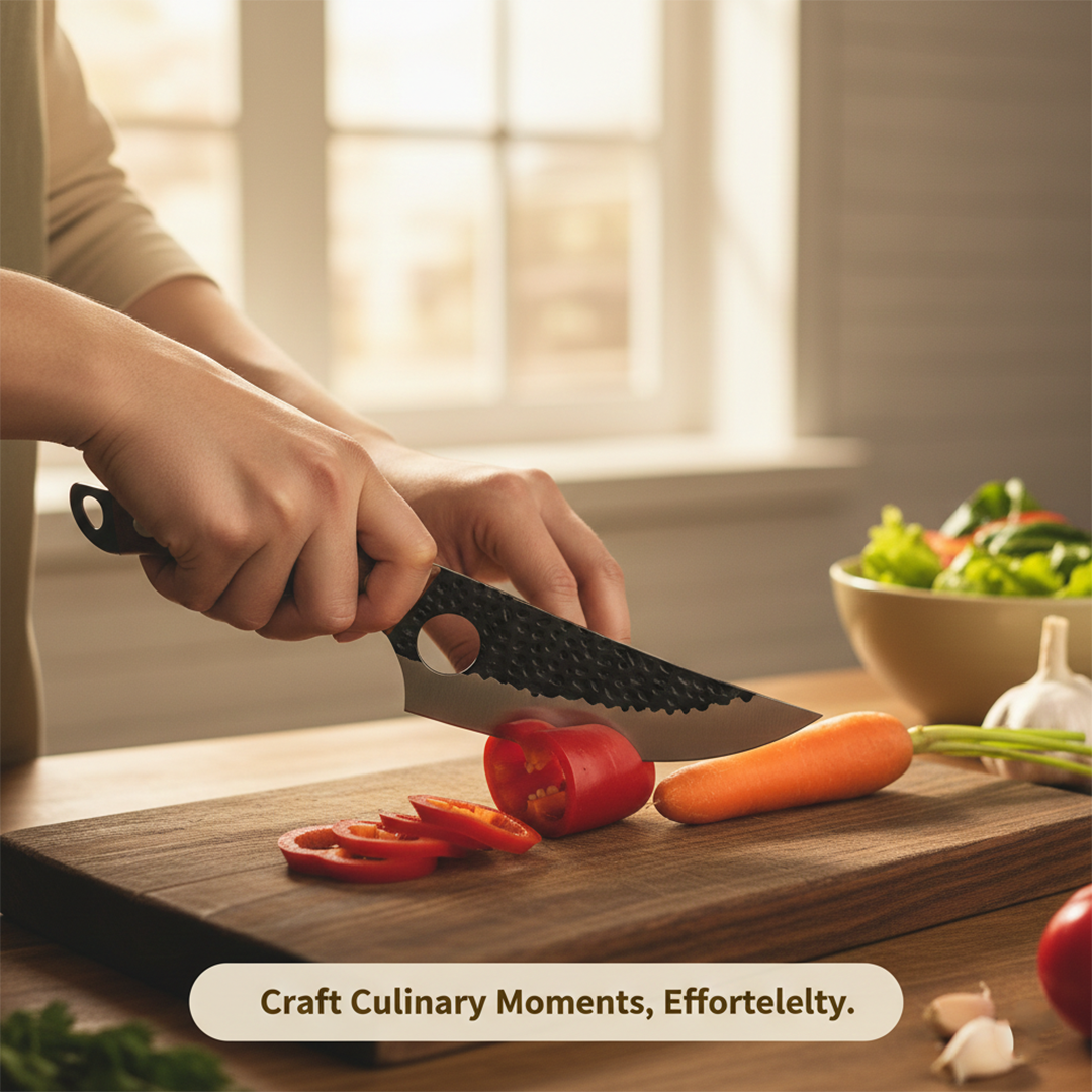 Carbon Steel Utility Kitchen Knife with Wooden Handle