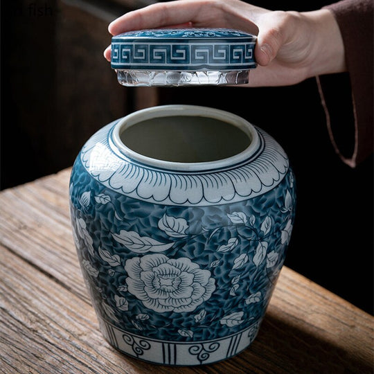 Ceramic Airtight Tea Box | Moisture-Protected Storage Container, Tea Organizer Jar, Storage Bottle, Tea Canisters