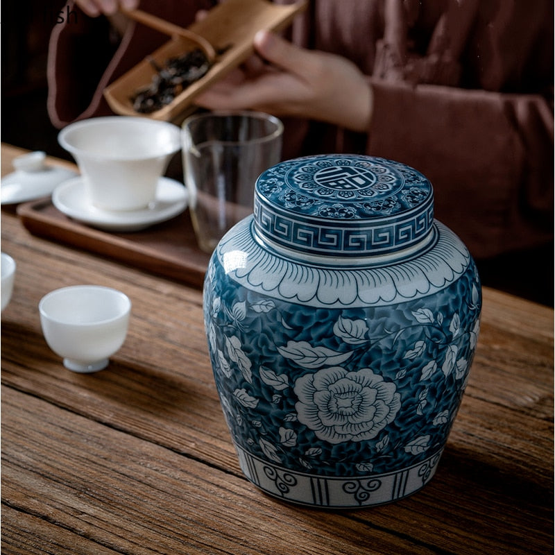 Ceramic Airtight Tea Box | Moisture-Protected Storage Container, Tea Organizer Jar, Storage Bottle, Tea Canisters