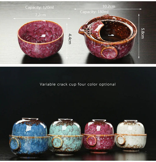 Ceramic Gaiwan Tea Set | Camping Kung Fu Tea Set with 1 Teapot and 1 Cup | Travel Teapot, Coffee Cup, Water Mug, Office Kettle, Drinking Utensils