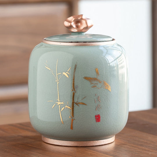 Ceramic Teapot Tea Cajon - Moisture-Proof Sealed Storage Container for Tea and Candy