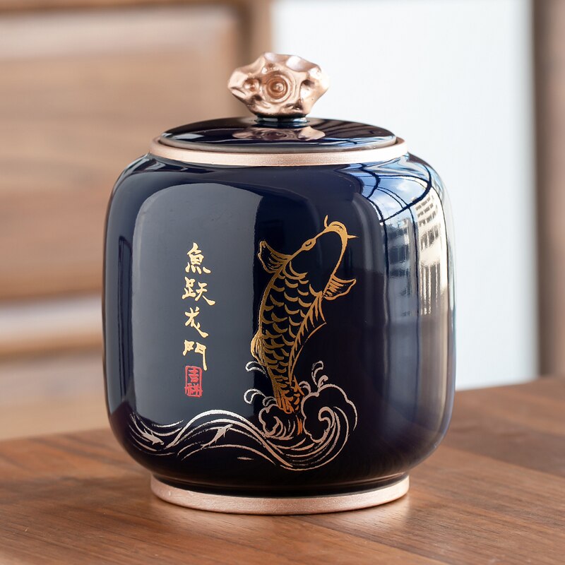 Ceramic Teapot Tea Cajon - Moisture-Proof Sealed Storage Container for Tea and Candy