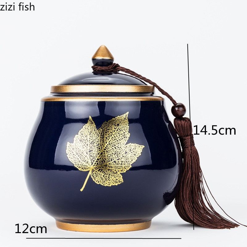 Ceramic Teapot Tea Cajon - Moisture-Proof Sealed Storage Container for Tea and Candy