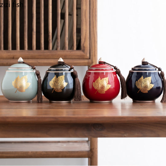 Ceramic Teapot Tea Cajon - Moisture-Proof Sealed Storage Container for Tea and Candy