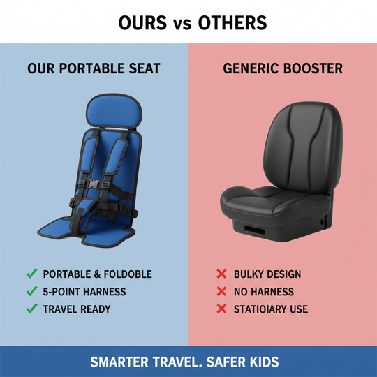 Child Travel Seat - Portable Design - Safety Harness