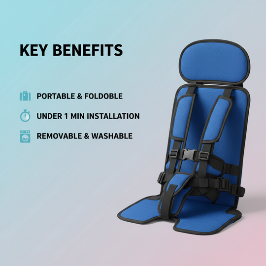 Child Travel Seat - Portable Design - Safety Harness