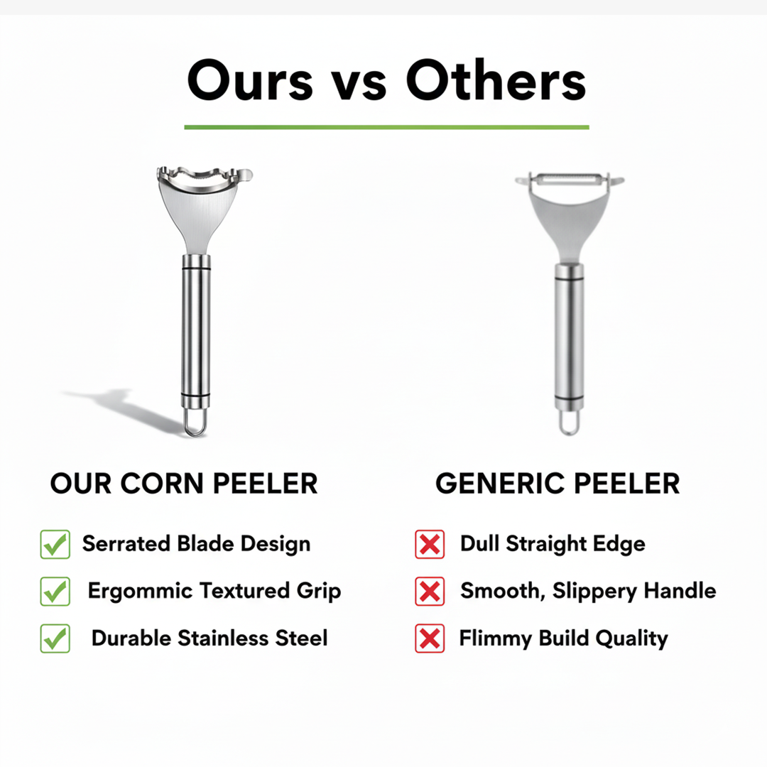 Corn Peeler - Stainless Steel - Textured Handle