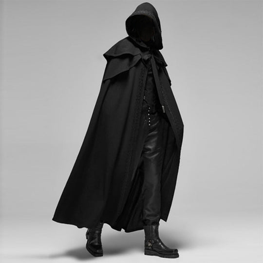Unisex Hooded Cloak | Gothic Velvet Cape | Black