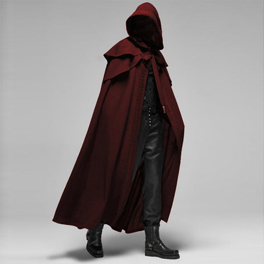 Unisex Hooded Cloak | Gothic Velvet Cape | Black