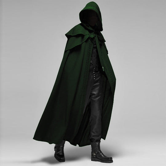 Unisex Hooded Cloak | Gothic Velvet Cape | Black