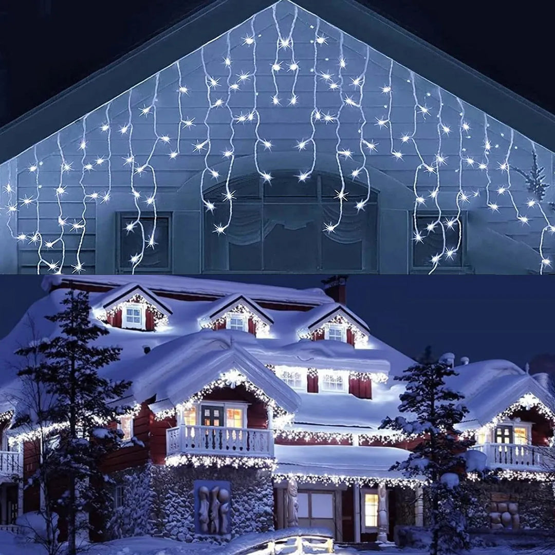 Twinkling Icicle String LED Lights | Warm White & Cool White, Extendable for Indoor & Outdoor Holiday Decor