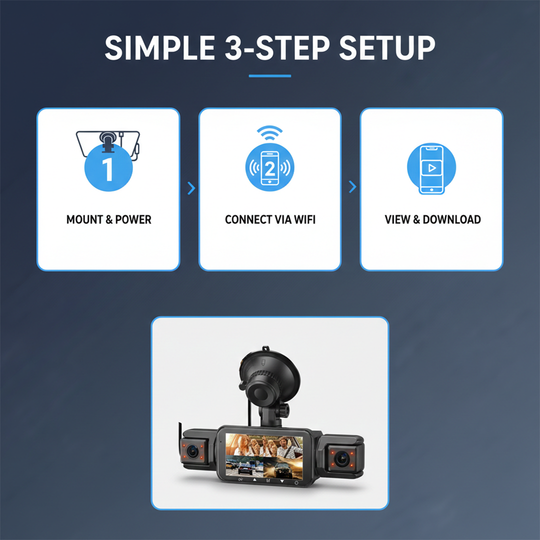 Dash Cam - Four Cameras - WiFi Recording