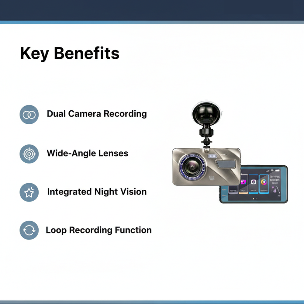 Dash Cam - Wireless Front - Rear Recording