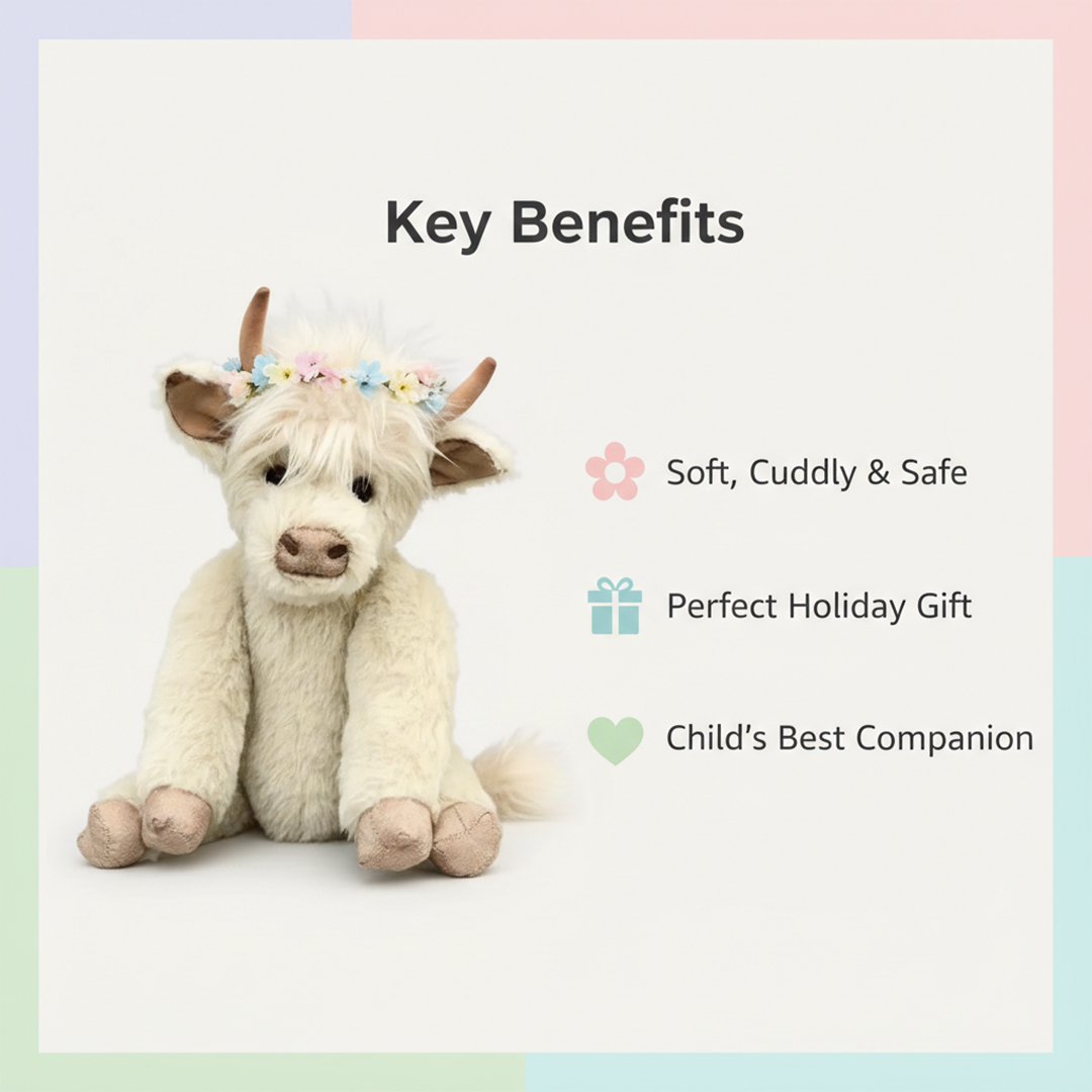 Decorative Figurine - Highland Cow - Floral Accent