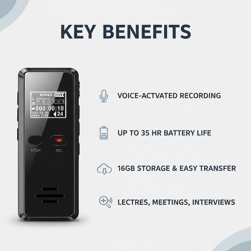 Digital Voice Recorder with Built - In Speaker and Voice Activation
