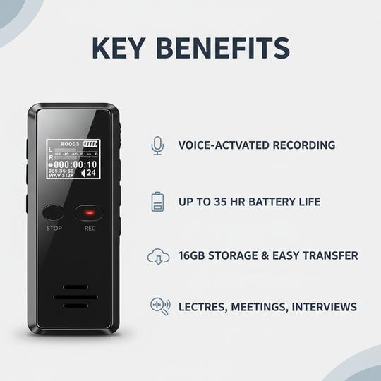Digital Voice Recorder with Built - In Speaker and Voice Activation