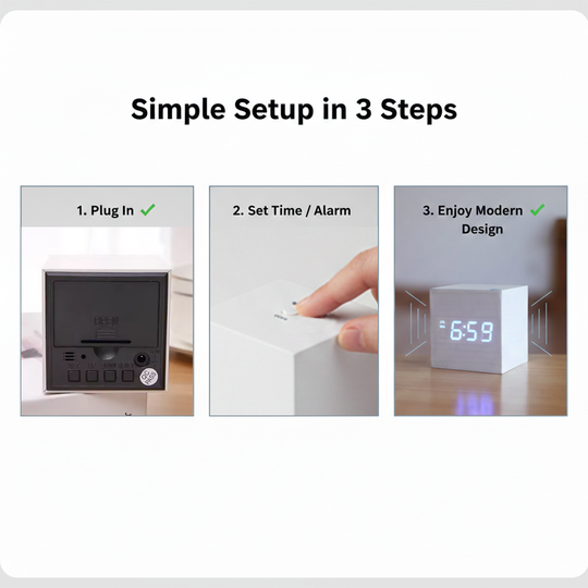 Digital Wood Clock - LED Display - Modern Design