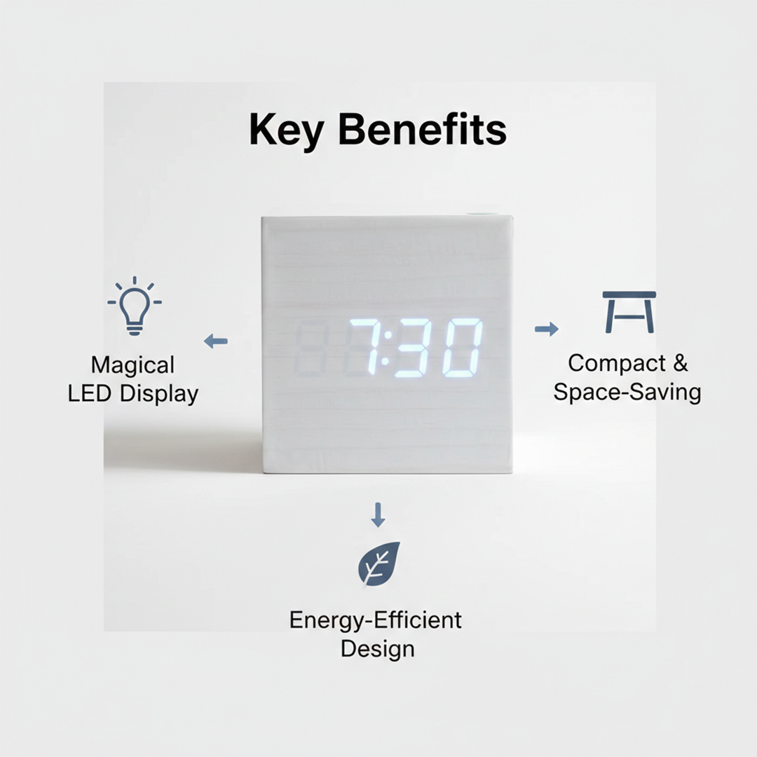Digital Wood Clock - LED Display - Modern Design