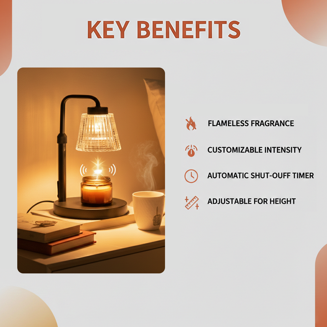 Dimmable Candle Lamp Warmer for Flame-Free Home Fragrance