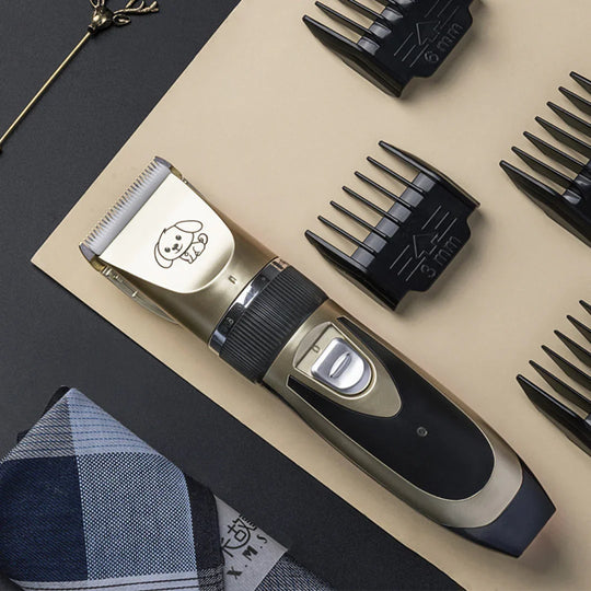 Dog Grooming Trimmer Set - Silent Motor - Adjustable Combs
