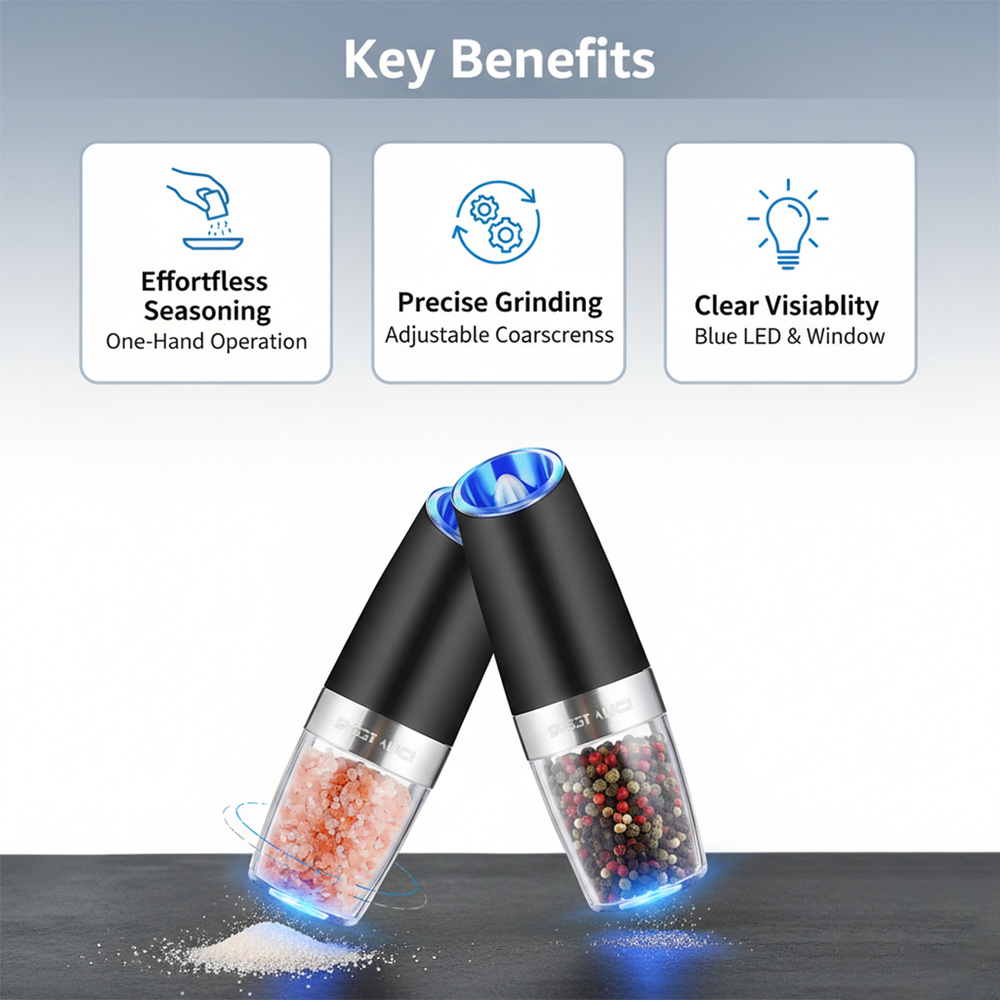 Electric Grinder - Salt Pepper - Adjustable Set