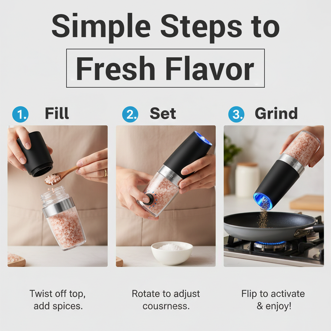 Electric Grinder - Salt Pepper - Adjustable Set