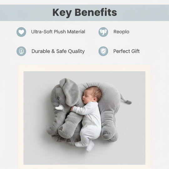 Elephant Pillow - Baby Plush - Nursery Cushion