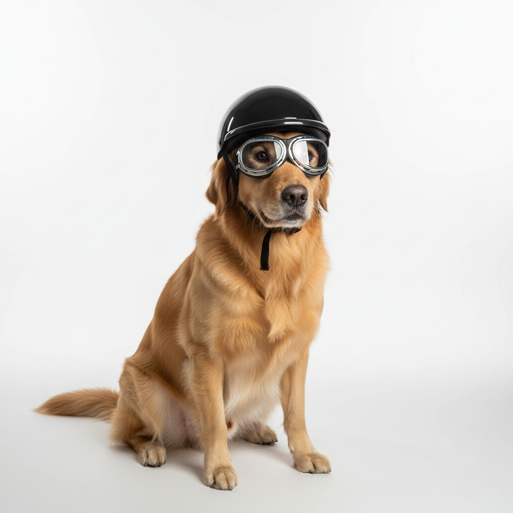 Trendy and Safe Motorcycle Helmet and Goggles for Dogs