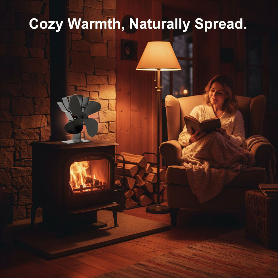 Fireplace Fan - Heat Powered - 4 Blade