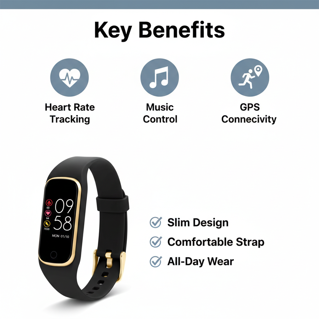 Fitness Tracker - Slim Screen - Heart Monitoring