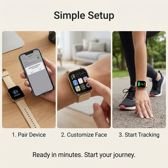 Fitness Tracker Watch - Gold Strap - Smart Display