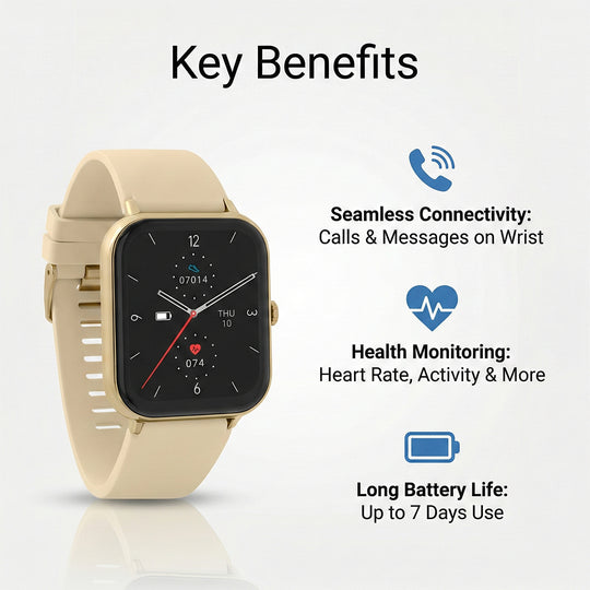 Fitness Tracker Watch - Gold Strap - Smart Display