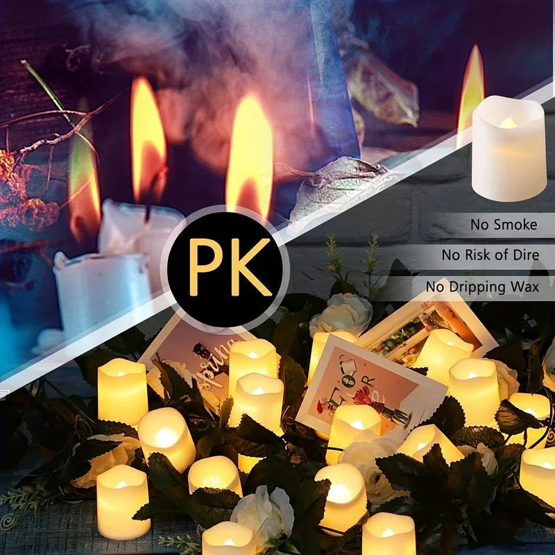 Flameless LED Tea Light Candles - Warm White - Battery Operated
