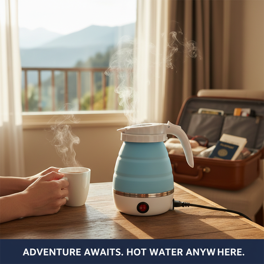 Foldable Electric Travel Kettle - Collapsible Silicone Hot Water Boiler