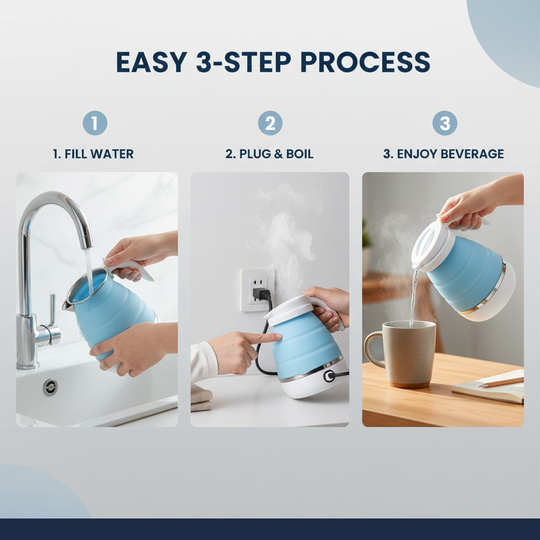 Foldable Electric Travel Kettle - Collapsible Silicone Hot Water Boiler