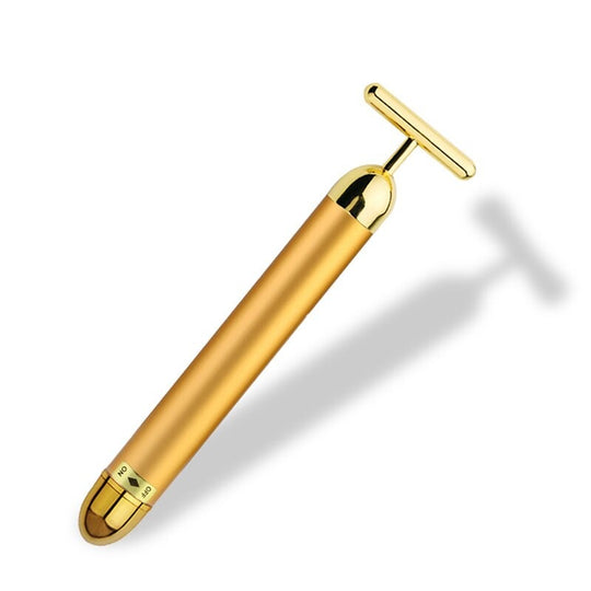 24K Gold T Beauty Bar Facial Roller Massager for Energy and Lift